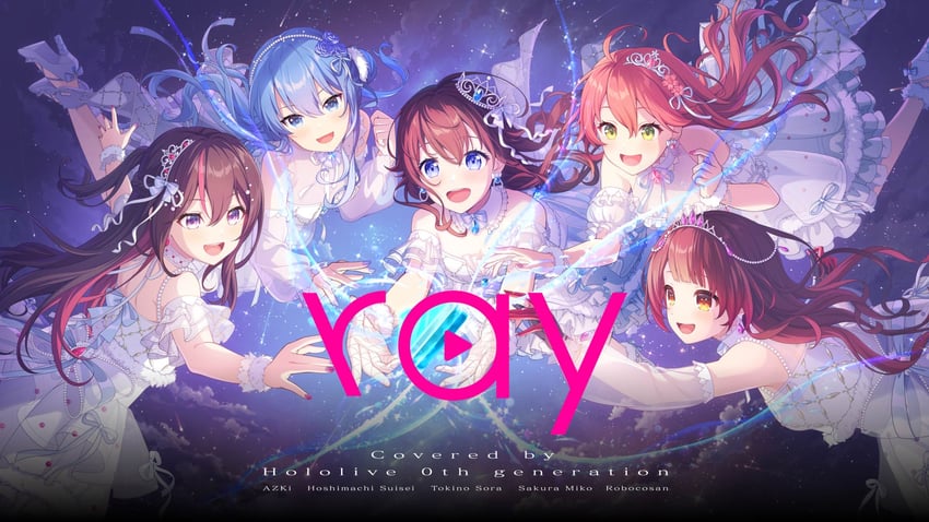 hoshimachi suisei, sakura miko, azki, tokino sora, and roboco-san (hololive and 1 more) drawn by nobusawa_osamu