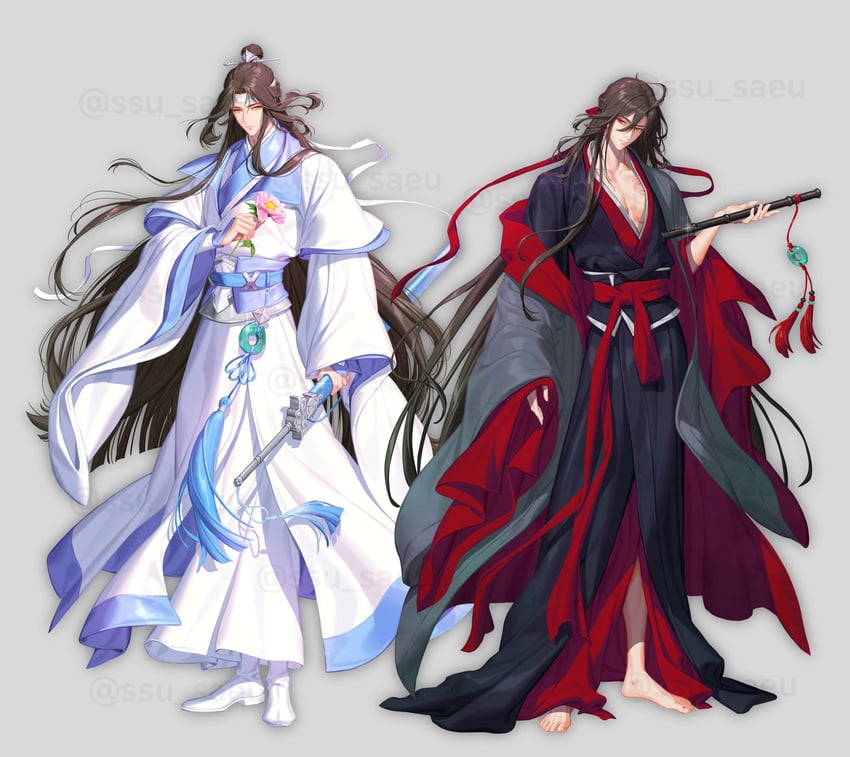 wei wuxian and lan wangji (modao zushi) drawn by ssu_saeu