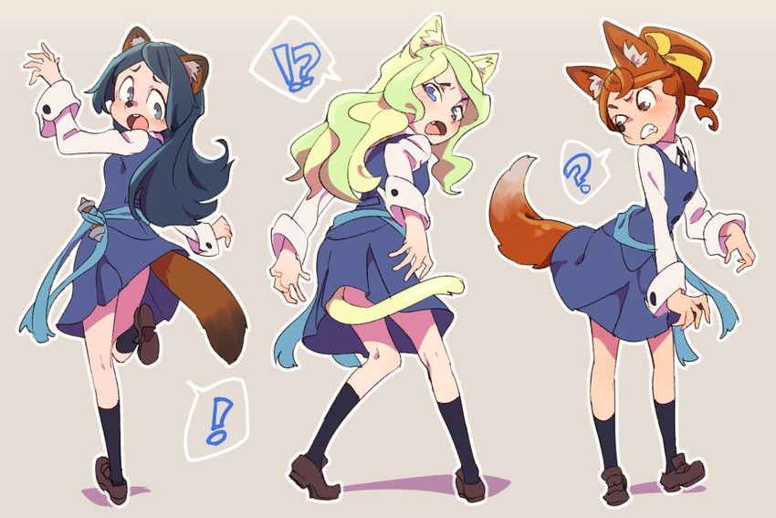 diana cavendish, barbara parker, and hanna england (little witch academia) drawn by bokujoukun