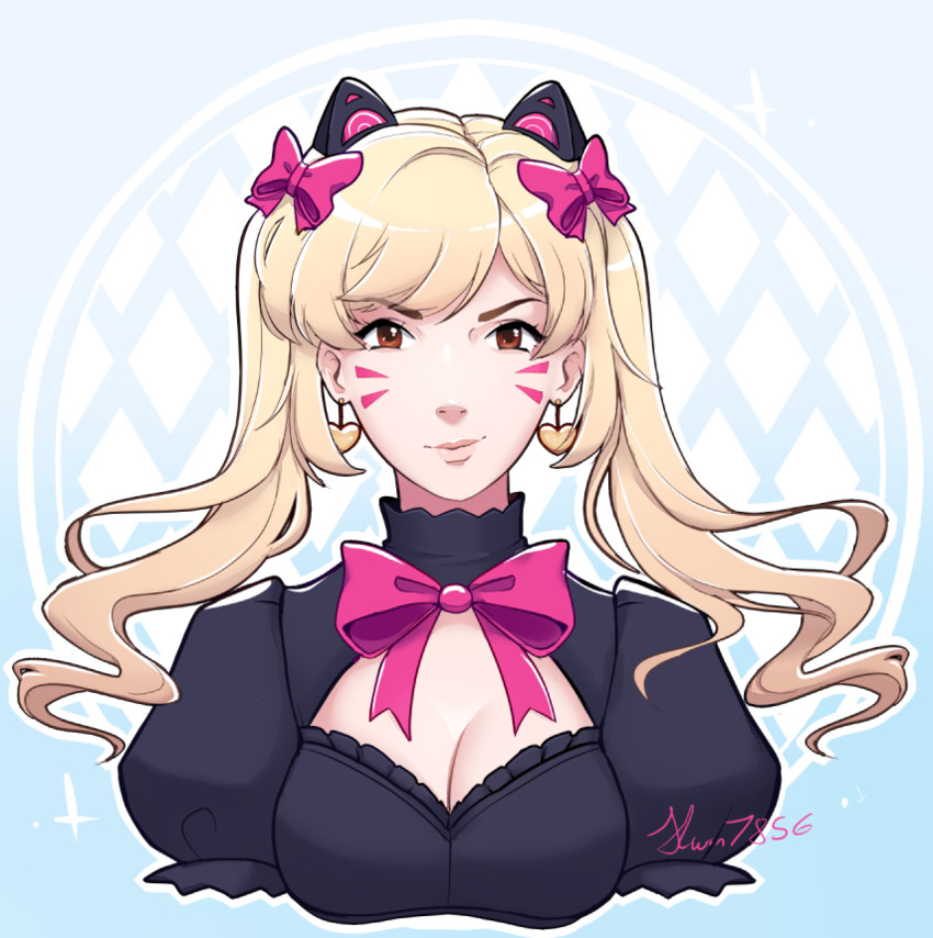 d.va and black cat d.va (overwatch and 1 more) drawn by kwinr