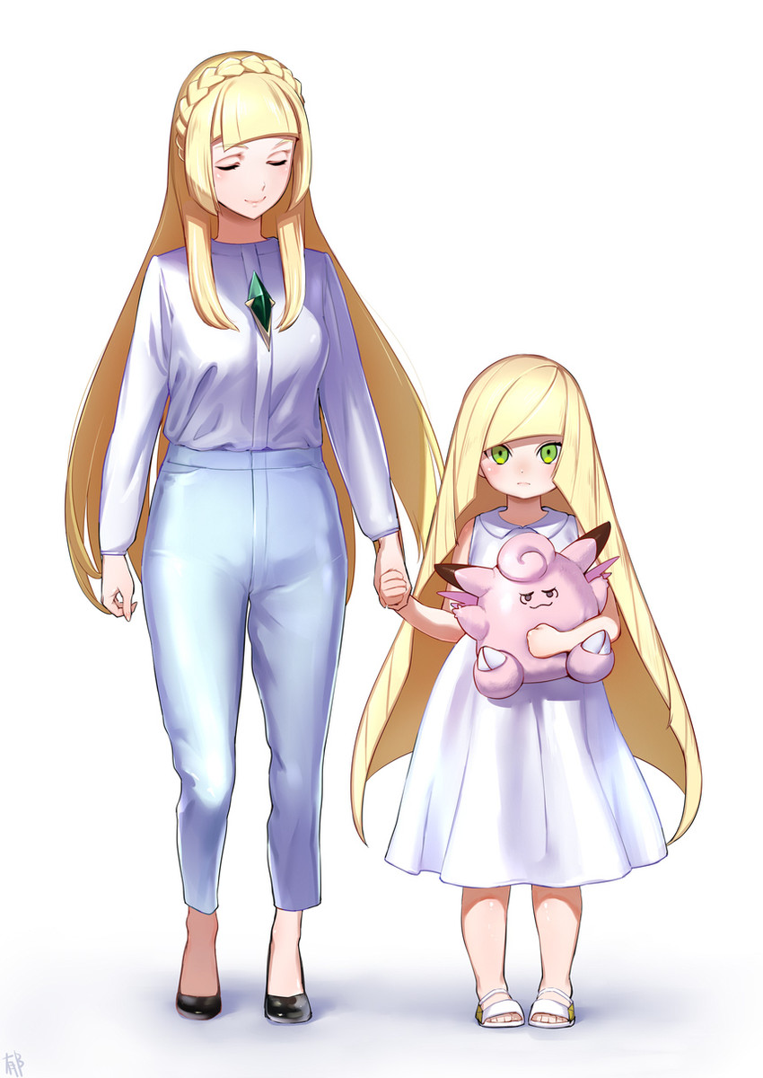 lillie, lusamine, and clefable (pokemon and 1 more) drawn by ikuchan_kaoru