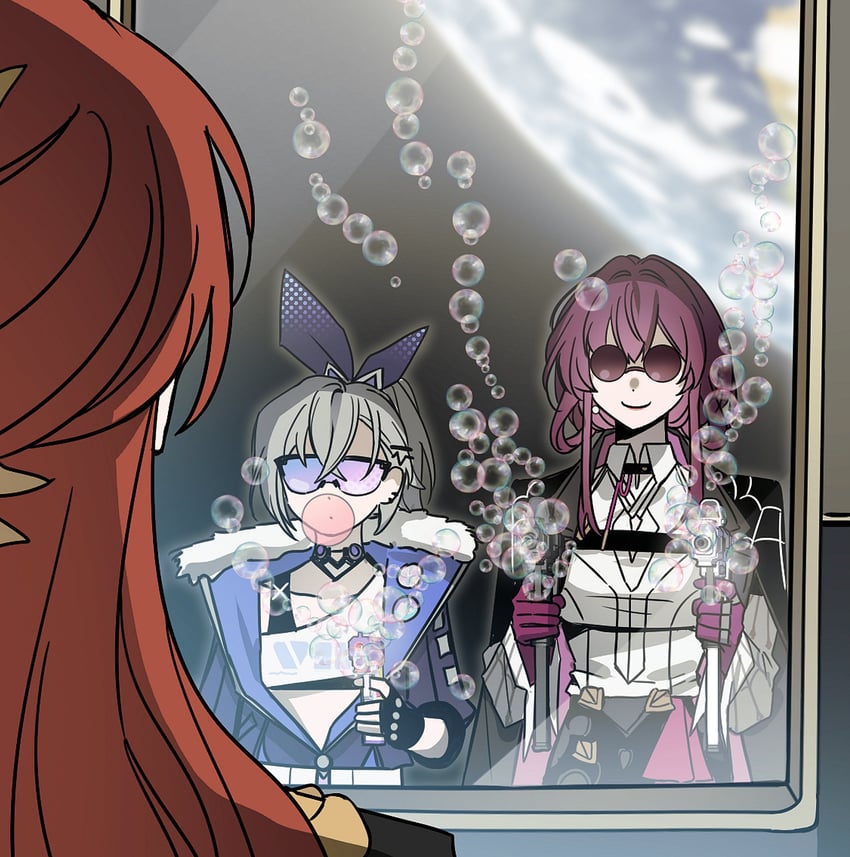 kafka, silver wolf, and himeko (honkai and 2 more) drawn by omegiricecake