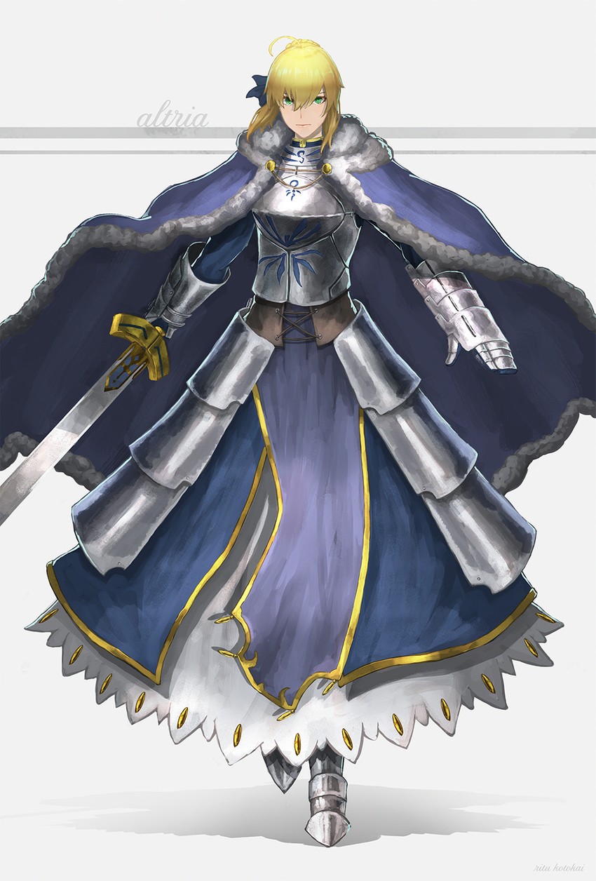artoria pendragon and saber (fate and 2 more) drawn by ritu_kotokai