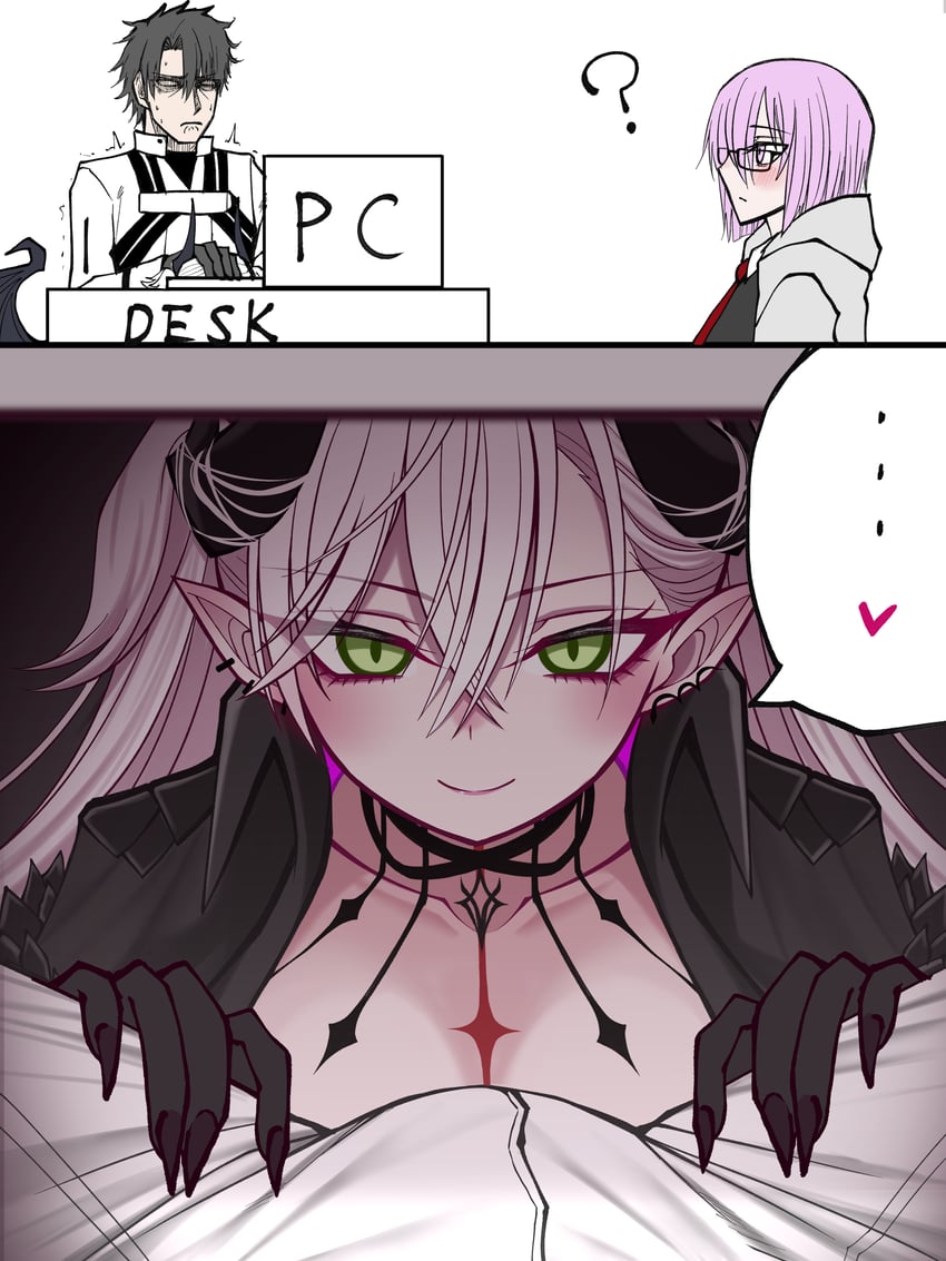 mash kyrielight, fujimaru ritsuka, and lilith (fate and 1 more) drawn by mcpc_zamurai