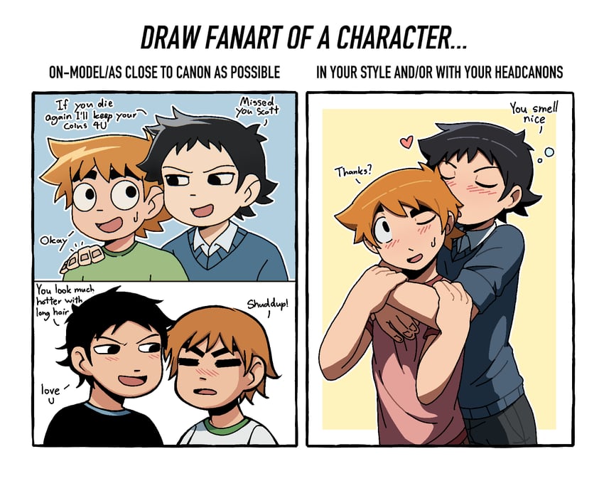 scott pilgrim and wallace wells (scott pilgrim takes off and 1 more) drawn by warambling