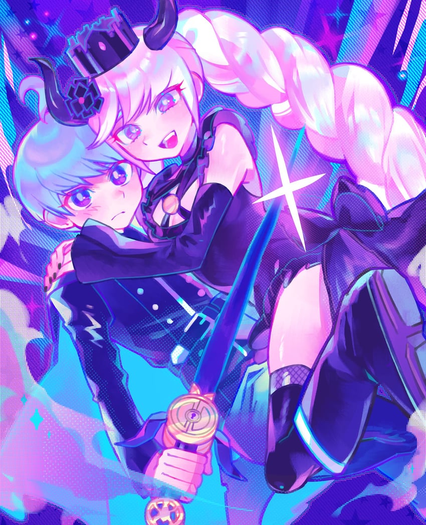 shinigami and yuma kokohead (master detective archives: rain code) drawn by iro_(mywife_sunny)