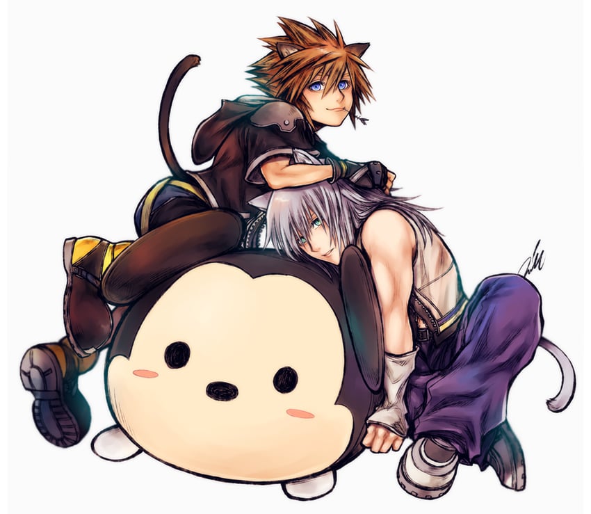sora, riku, and mickey mouse (kingdom hearts and 2 more) drawn by mim_(mimya0600)