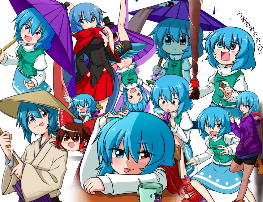 hakurei reimu, tatara kogasa, and sekibanki (touhou) drawn by sumiya_nadateru
