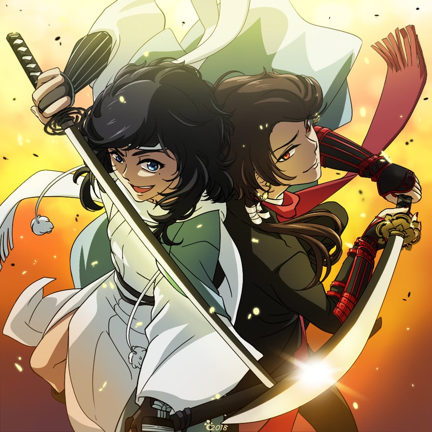 kashuu kiyomitsu and yamato-no-kami yasusada (touken ranbu) drawn by cryptanth