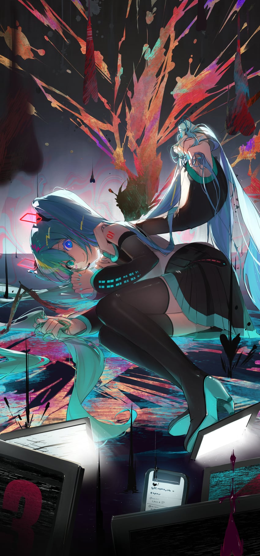 hatsune miku (vocaloid and 1 more) drawn by kamatoyu