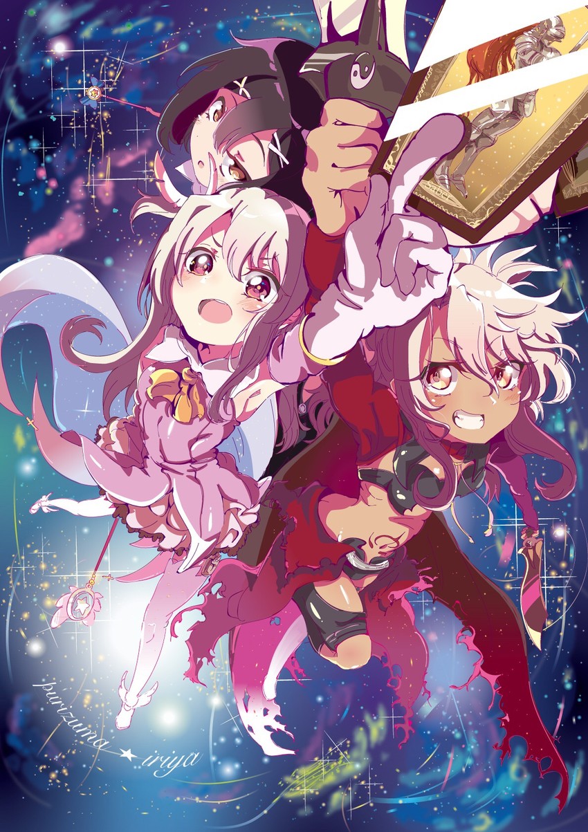 illyasviel von einzbern, chloe von einzbern, miyu edelfelt, prisma illya, magical ruby, and 2 more (fate and 1 more) drawn by aloe_(kenkou3733)