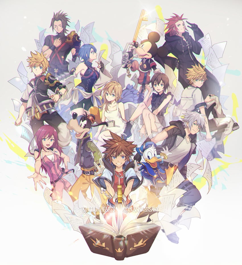 sora, roxas, kairi, riku, mickey mouse, and 8 more (kingdom hearts and 7 more) drawn by yurichi_(artist)