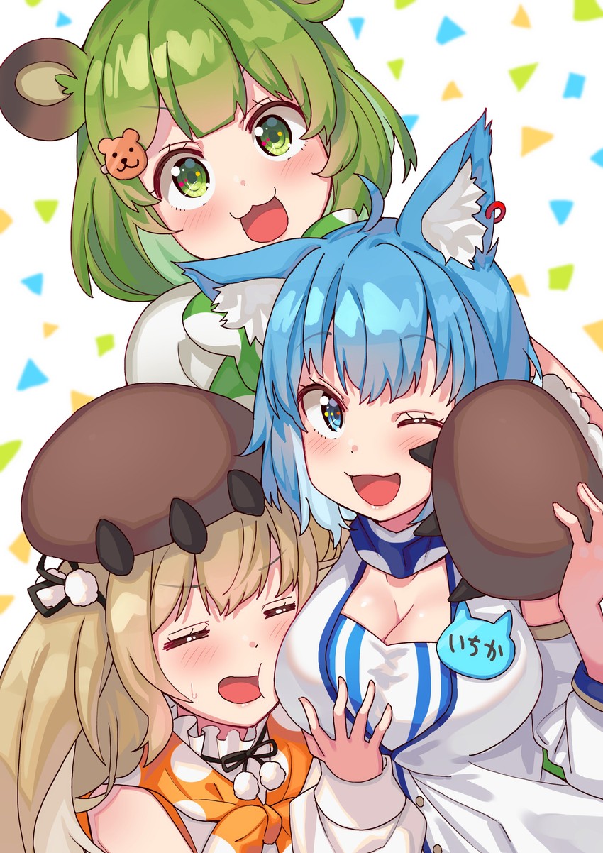 souya ichika, hinokuma ran, and inaba haneru (nanashi inc. and 1 more) drawn by tonarikeru