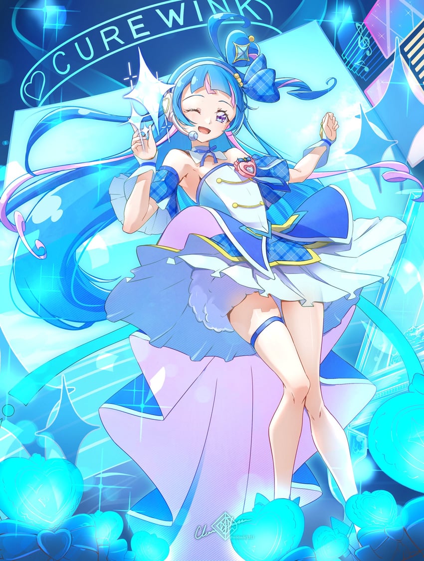 aokaze nana and cure wink (precure and 1 more) drawn by clear_glass_(mildmild1311)