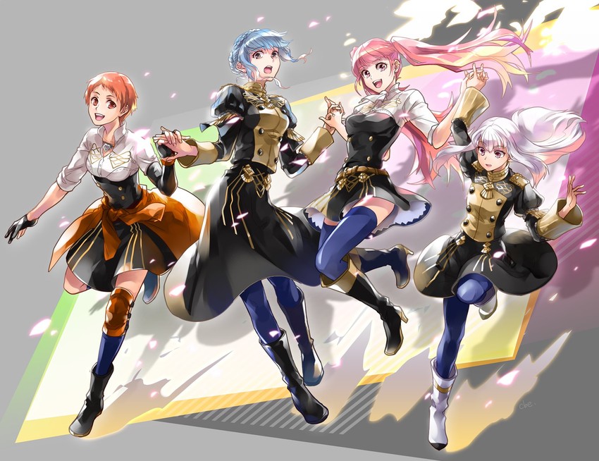 hilda valentine goneril, lysithea von ordelia, marianne von edmund, and leonie pinelli (fire emblem and 1 more) drawn by shiroi_(shiroicbe)