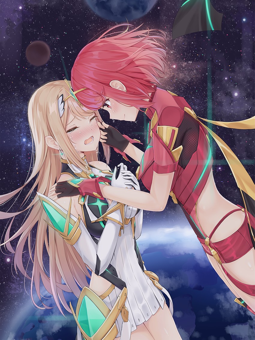 pyra and mythra (xenoblade chronicles and 1 more) drawn by ikkyuutensaii