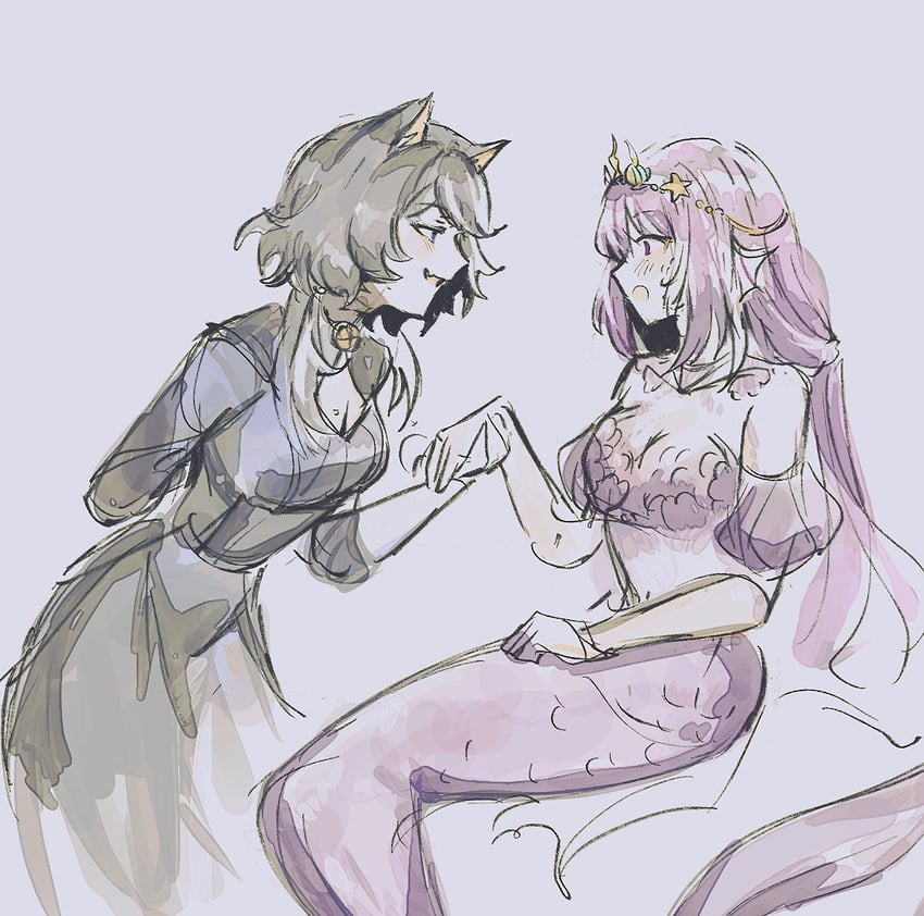 castorice and cipher (honkai and 1 more) drawn by coffee_(icedcaffieships)