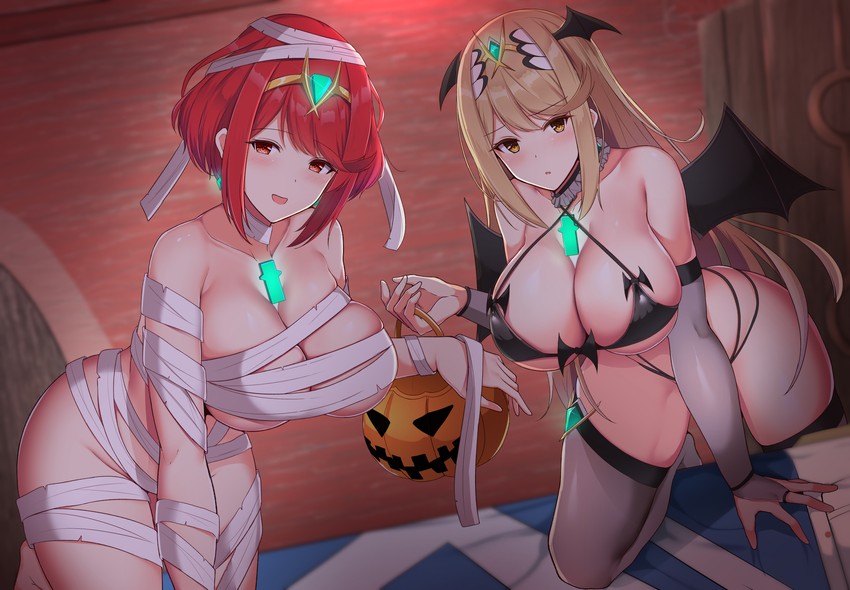 pyra and mythra (xenoblade chronicles and 1 more) drawn by noeomi