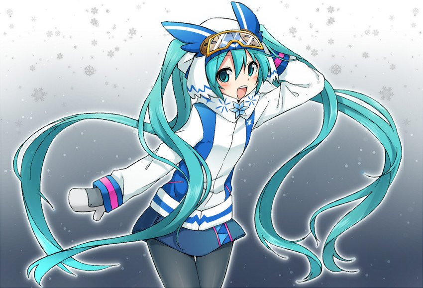 hatsune miku and yuki miku (vocaloid) drawn by sudachi_(calendar)