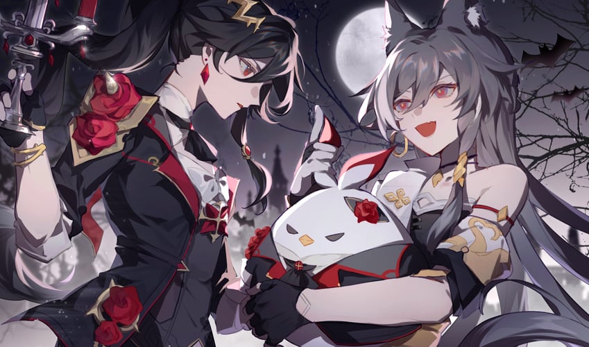 fu hua, herrscher of sentience, and jingwei (honkai and 1 more) drawn by haruka_(rsyaooooo)