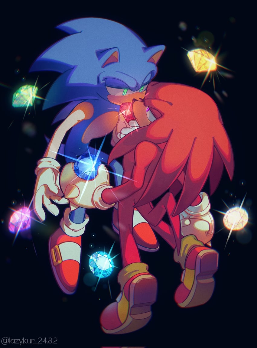 sonic the hedgehog and knuckles the echidna (sonic) drawn by lazy_kun