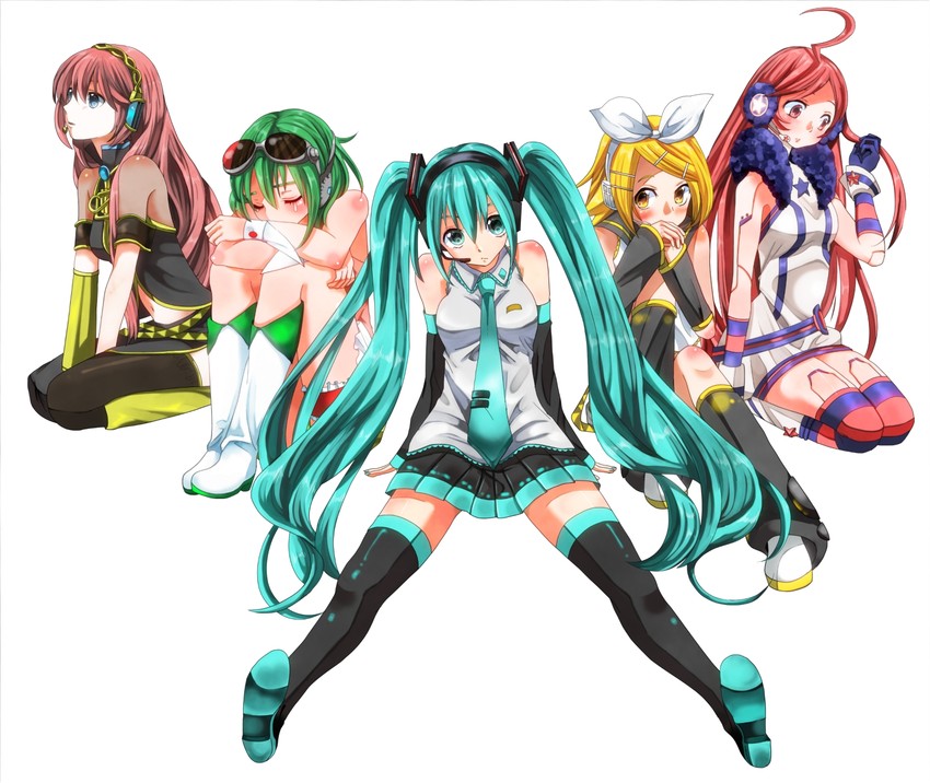 hatsune miku, kagamine rin, megurine luka, gumi, and sf-a2 miki (vocaloid) drawn by maccha_(jam513)