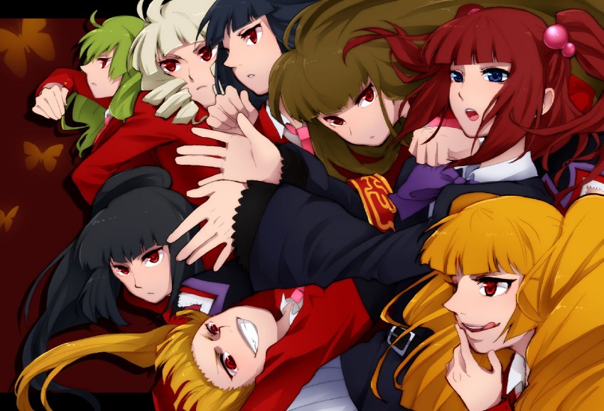 ushiromiya ange, mammon, lucifer, asmodeus, beelzebub, and 3 more (umineko no naku koro ni) drawn by hattori_masaki