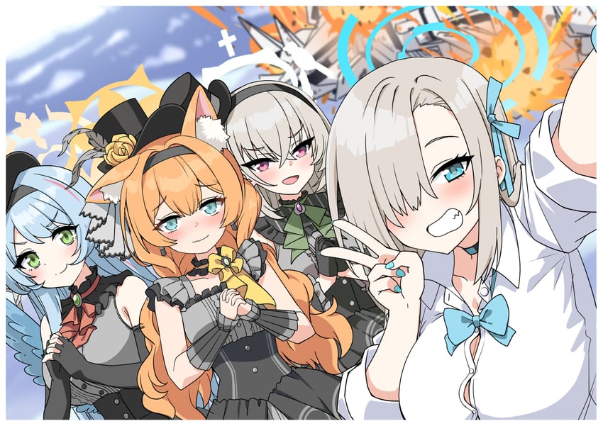 asuna, mari, sakurako, mine, and geburah (blue archive) drawn by 172cm