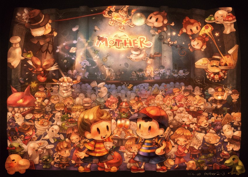 ness, lucas, paula, kumatora, doseisan, and 43 more (mother and 3 more) drawn by sui_(petit_comet)