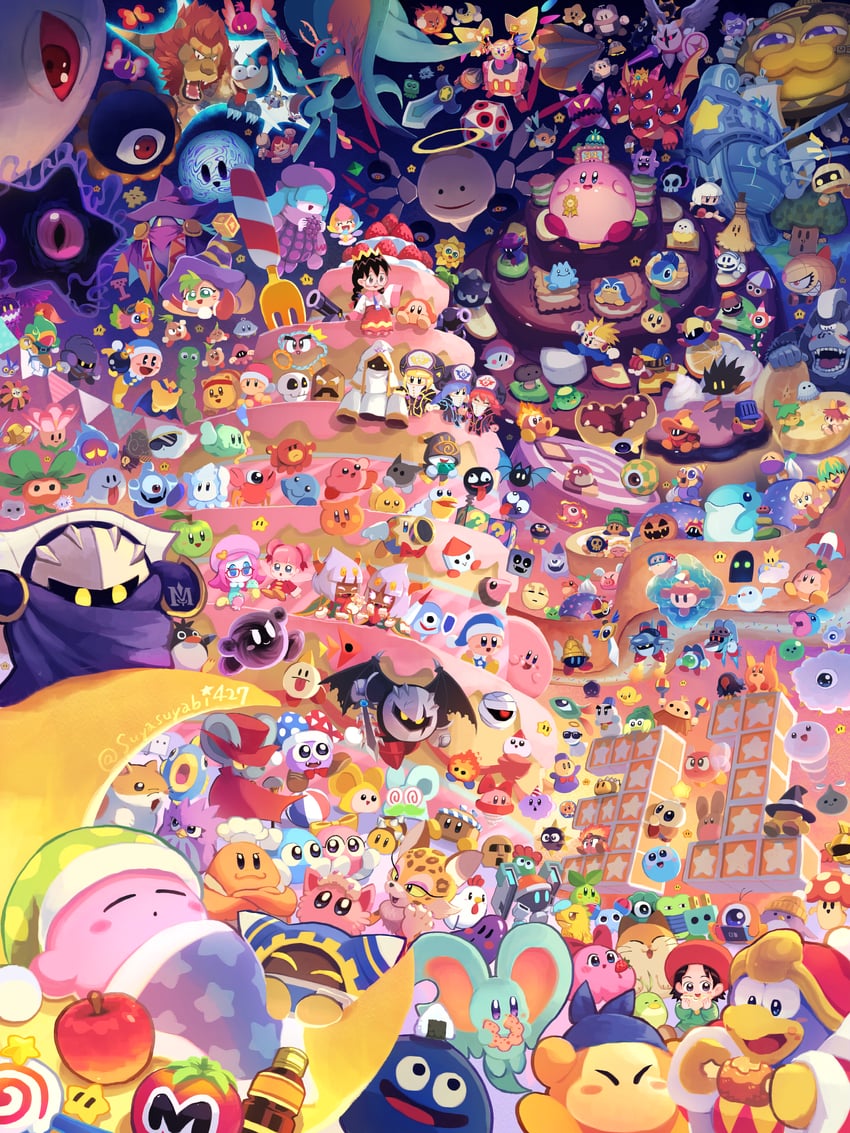 kirby, meta knight, waddle dee, king dedede, magolor, and 238 more (kirby and 20 more) drawn by suyasuyabi