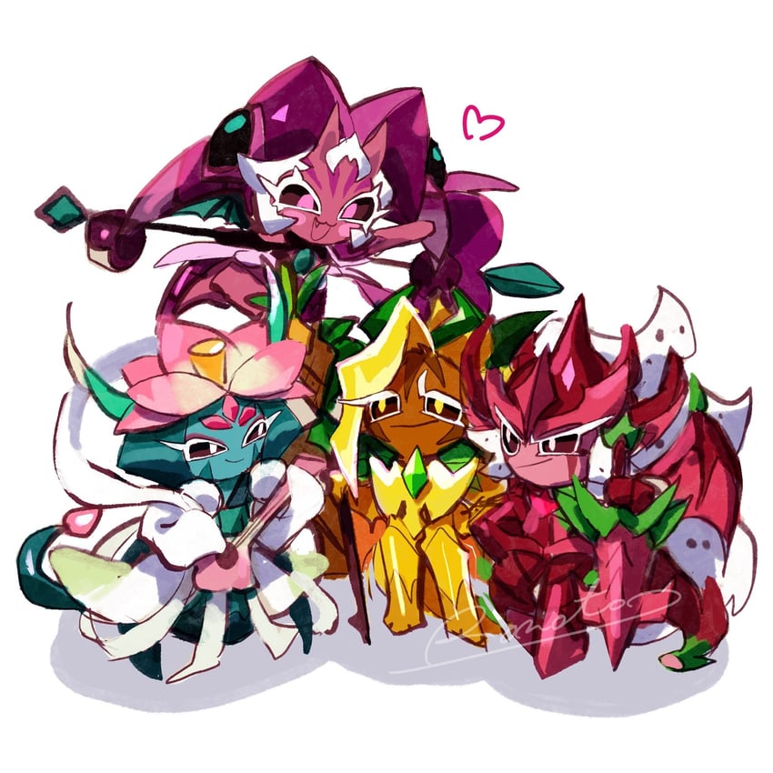 pitaya dragon cookie, lotus dragon cookie, ananas dragon cookie, and lychee dragon cookie (cookie run and 1 more) drawn by rn9j