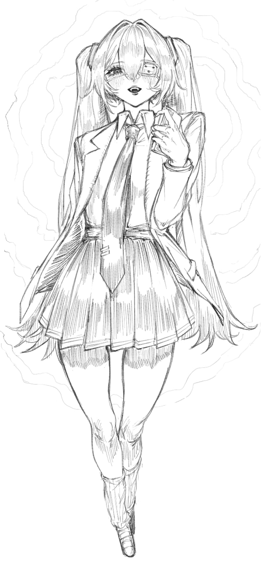 hatsune miku (vocaloid and 1 more) drawn by indinu