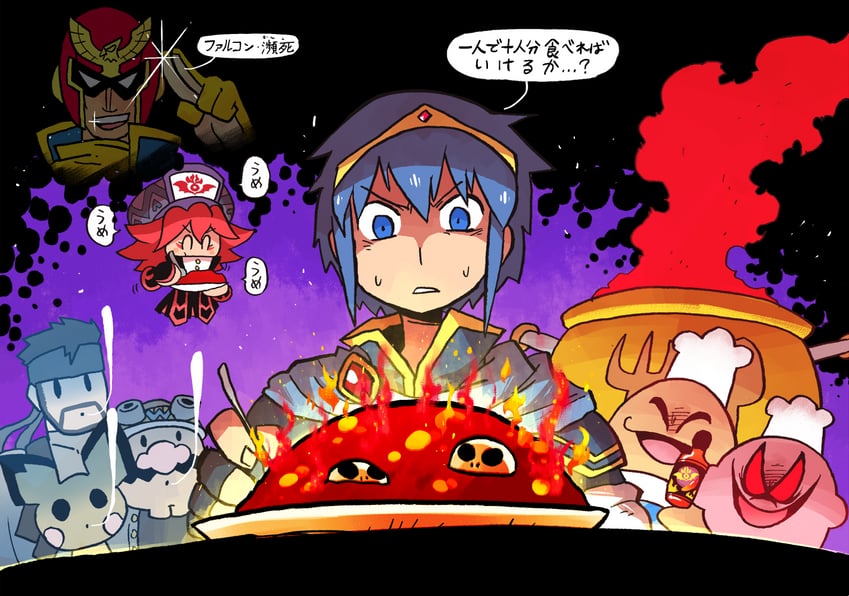 kirby, pichu, marth, solid snake, wario, and 3 more (pokemon and 10 more) drawn by rariatto_(ganguri)
