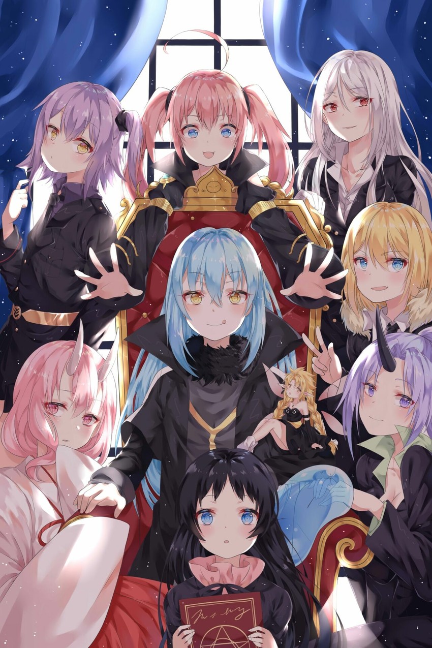 rimuru tempest, milim nava, shion, shuna, ramiris, and 4 more (tensei shitara slime datta ken) drawn by yozora_(33968397)
