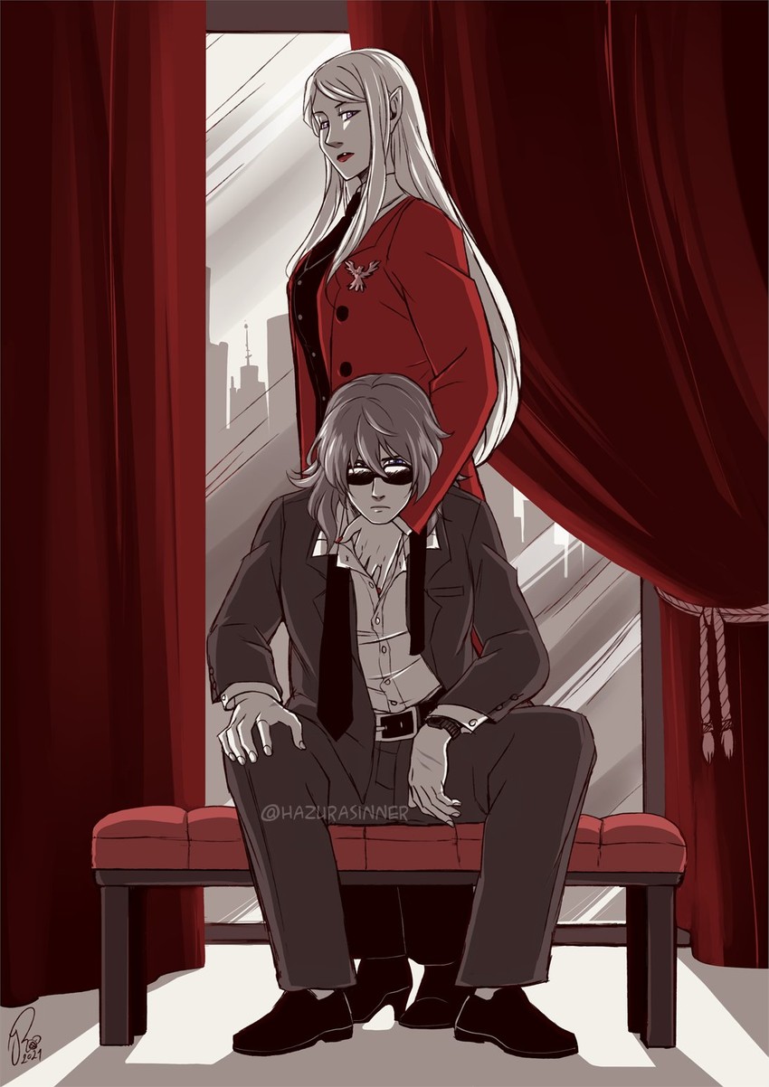 female byleth and edelgard von hresvelg (fire emblem and 1 more) drawn by hazurasinner