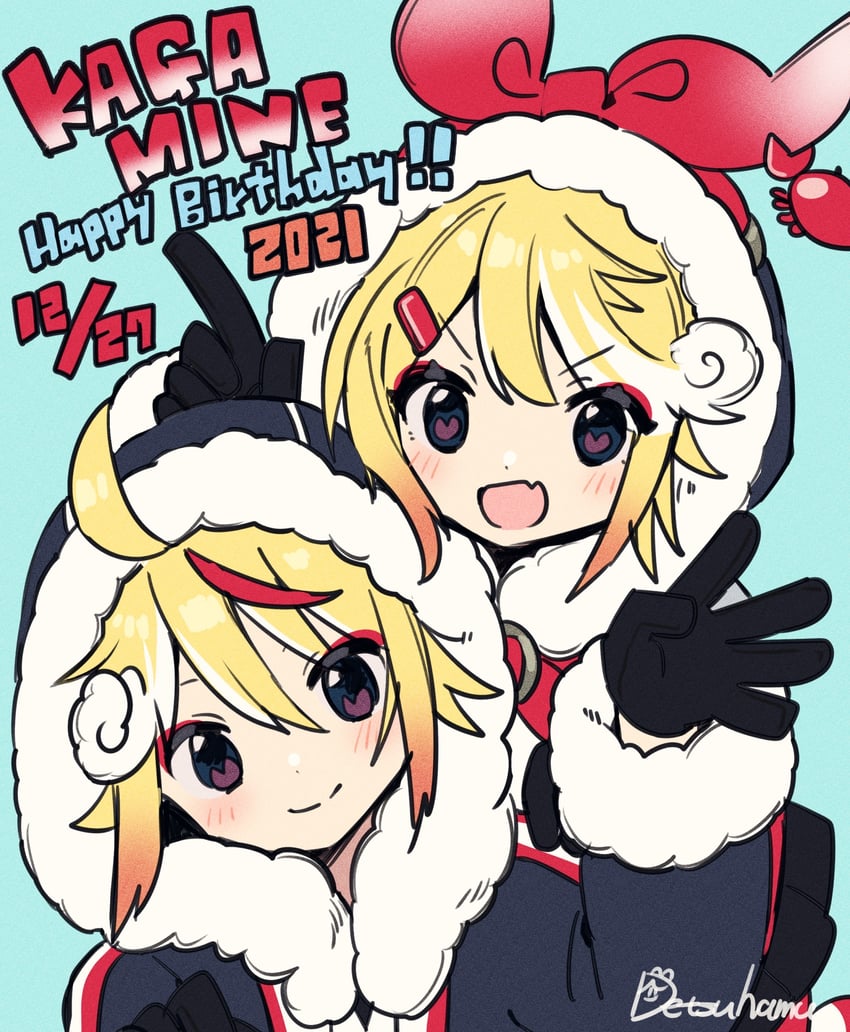 kagamine rin, kagamine len, yuki rin, and yuki len (vocaloid) drawn by hamudetsu