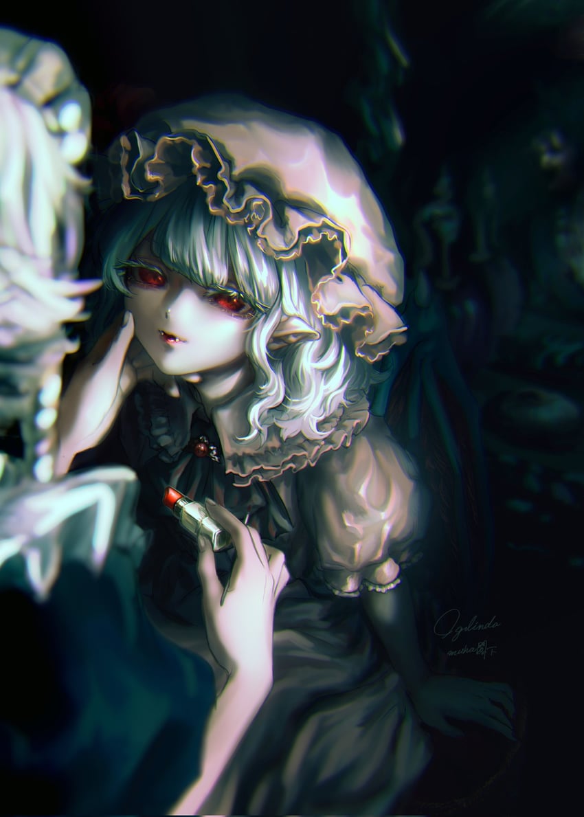 remilia scarlet and izayoi sakuya (touhou) drawn by muha_kakka