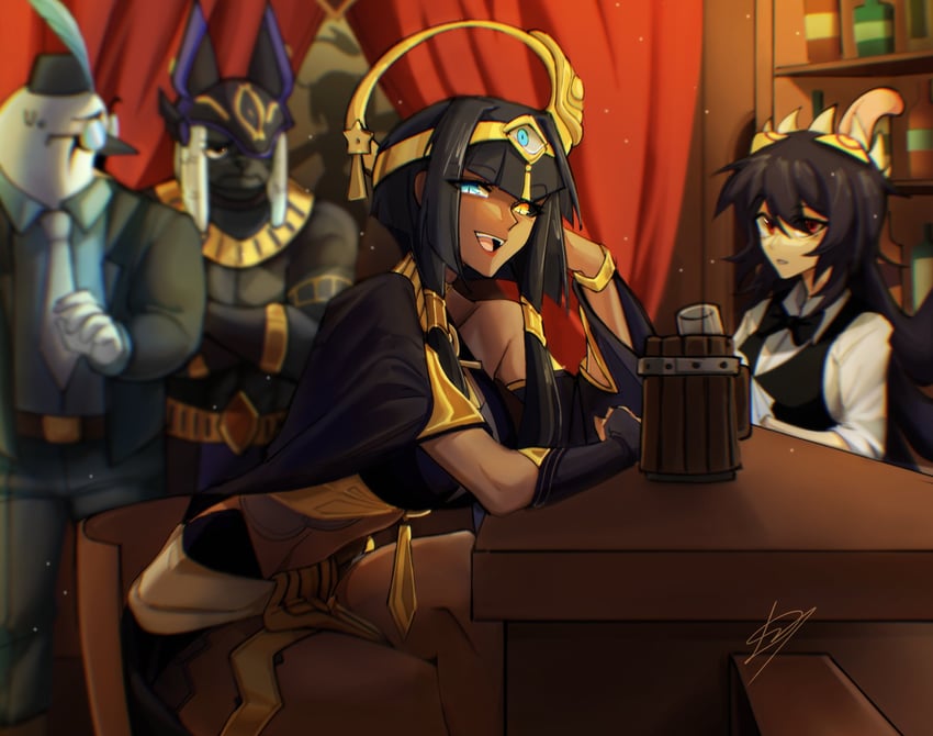 cyno, candace, eliza, albus, horace, and 1 more (genshin impact and 1 more) drawn by aishadadagova