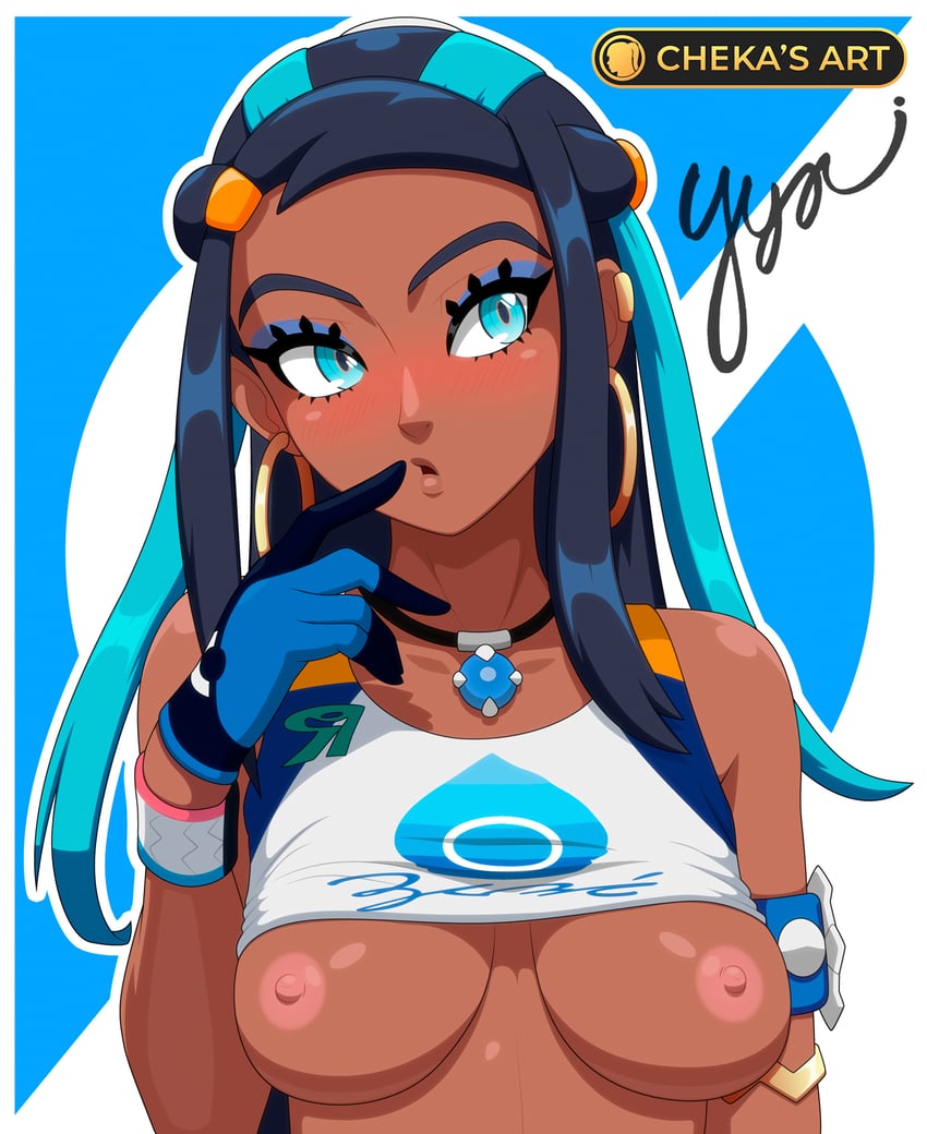 nessa (pokemon and 1 more) drawn by cheka_(artist)