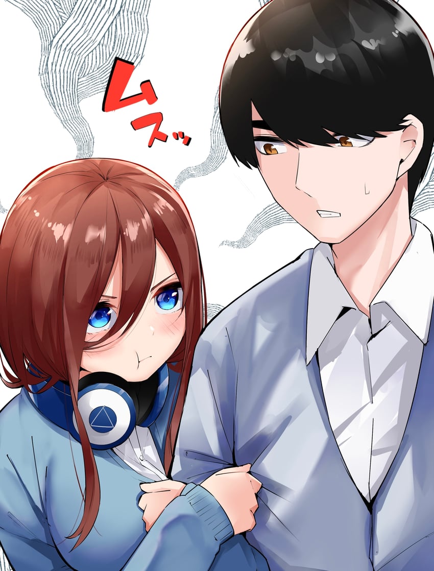 nakano miku and uesugi fuutarou (go-toubun no hanayome) drawn by mame1645