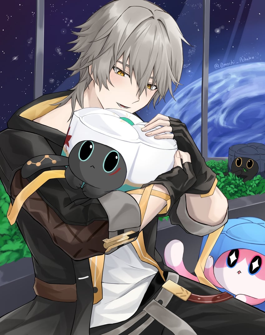 trailblazer, march 7th, caelus, and dan heng (honkai and 1 more) drawn by chokop_(0mochi_pchoko)