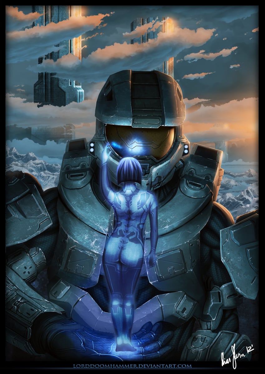 master chief and cortana (halo and 1 more) drawn by lorddoomhammer