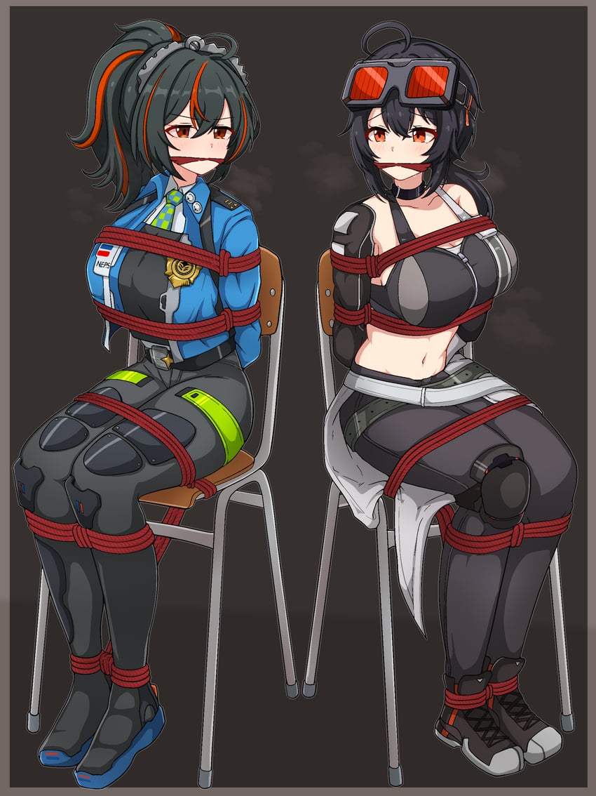 zhu yuan and grace howard (zenless zone zero) drawn by milliani