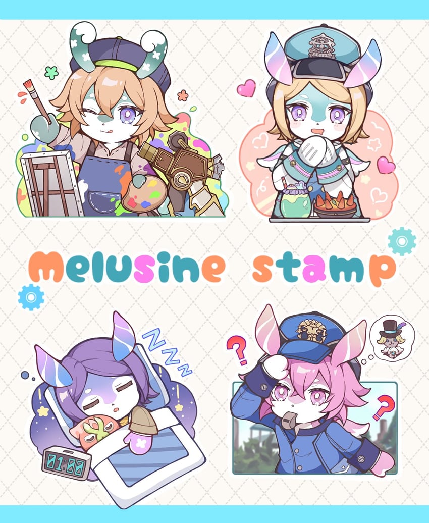 blathine, aeval, mamere, ball octopus, gentleman poodle, and 2 more (genshin impact) drawn by ekua_piyo