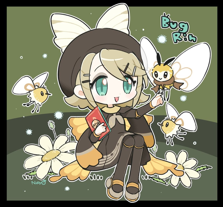 hatsune miku, kagamine rin, cutiefly, ribombee, and bug miku (pokemon and 2 more) drawn by najo