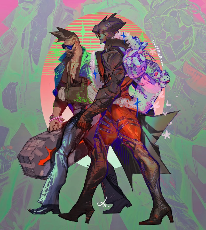 pantheon and aatrox (league of legends) drawn by xkov_(cerberuskeeper)
