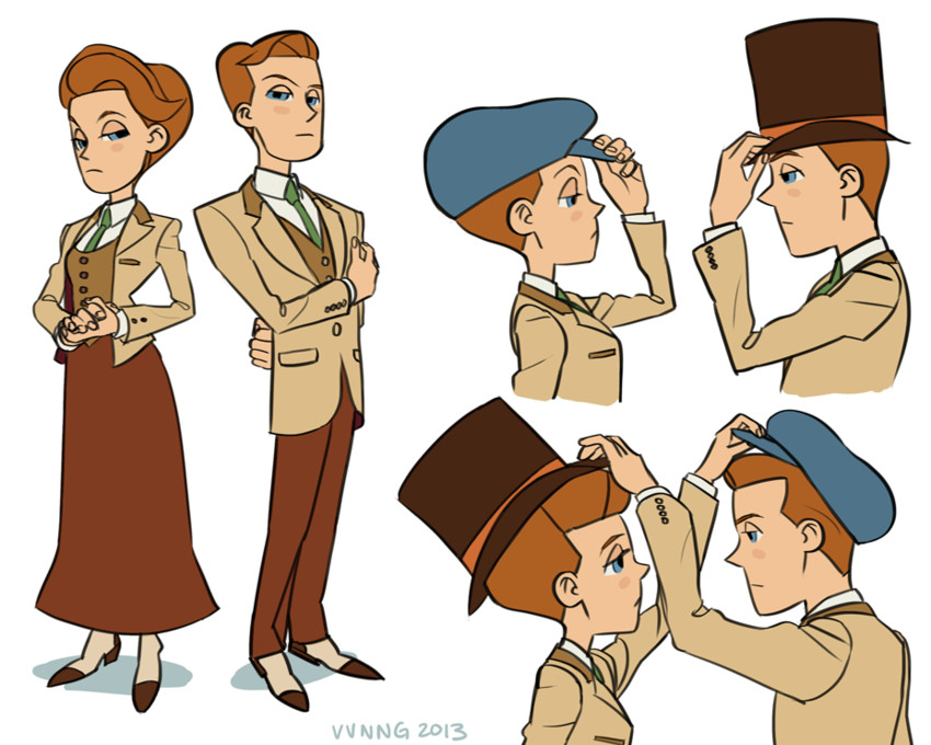 hershel layton, luke triton, robert lutece, and rosalind lutece (bioshock and 2 more) drawn by viivus