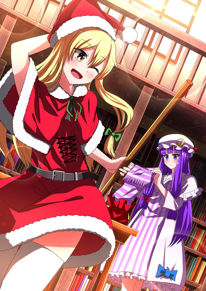 kirisame marisa and patchouli knowledge (touhou) drawn by shimotsuki_aoi