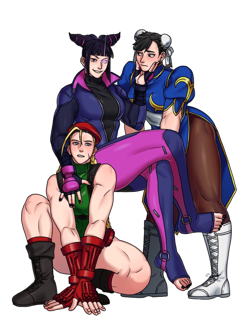 chun-li, cammy white, and han juri (street fighter and 1 more) drawn by efd