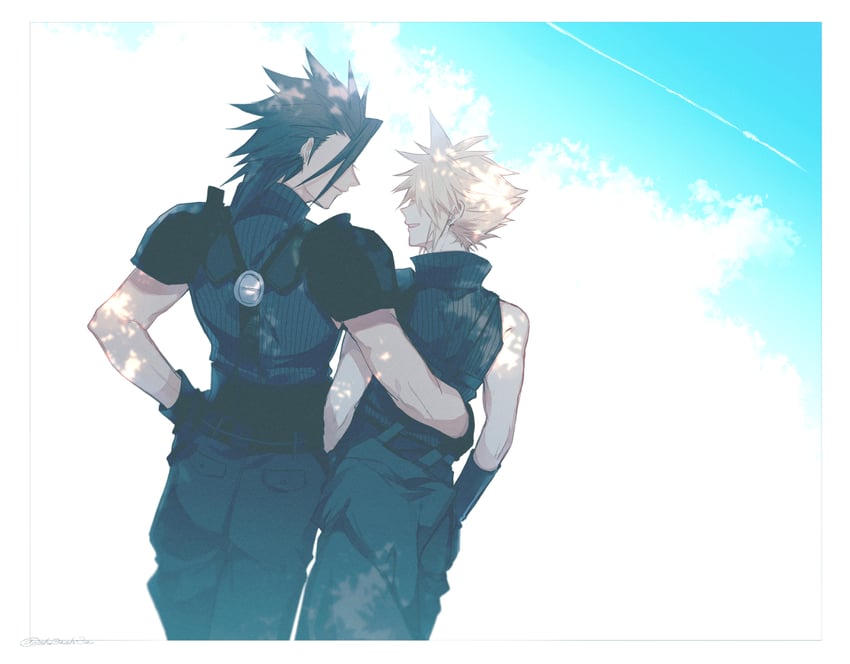 cloud strife and zack fair (final fantasy and 2 more) drawn by shi3ashi3a